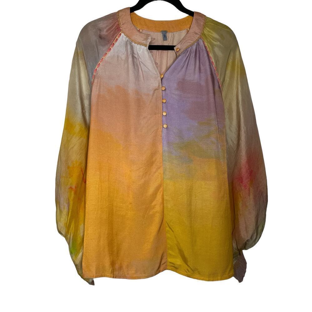 Anthropologie Bl-nk London Women's Long Sleeve Oversize Peasant Top Size S NWOT